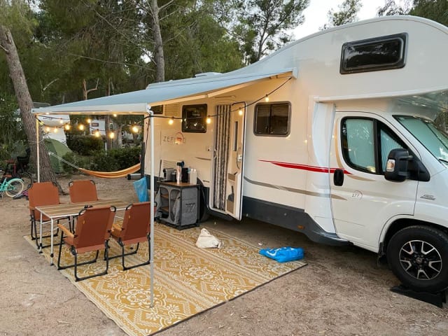 Very luxurious and modern family camper.