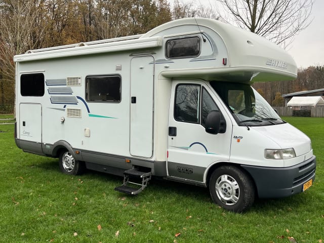 Happy Glamper – VERY SPACIOUS HYMER 644 CAMP, ALCOVE 6 PERSON XXL GARAGE