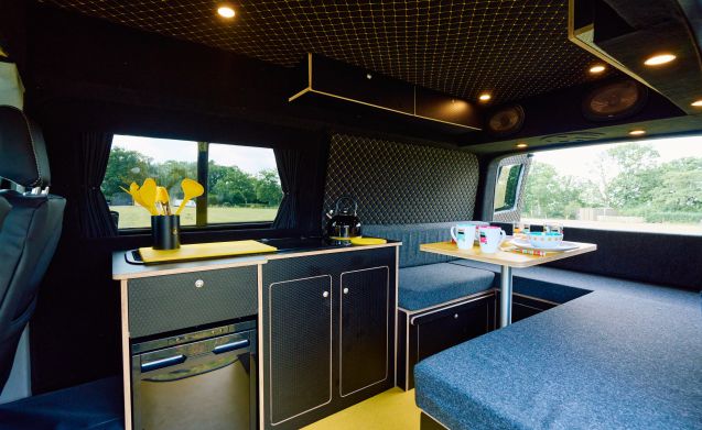 Mellow Yellow – Luxury VW T5 Camper with Large Bed & Luxury Black and ...