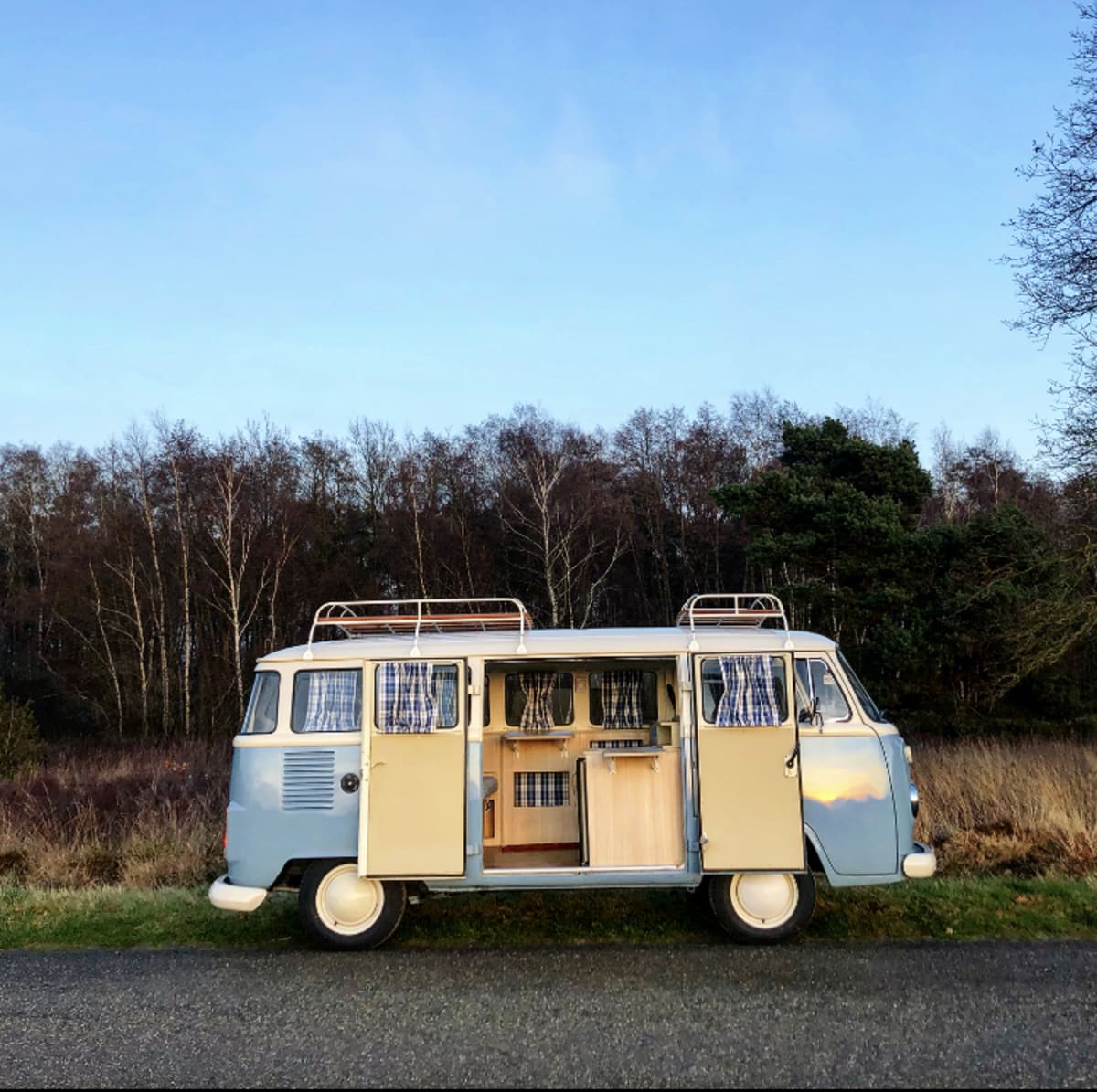 blue camper van