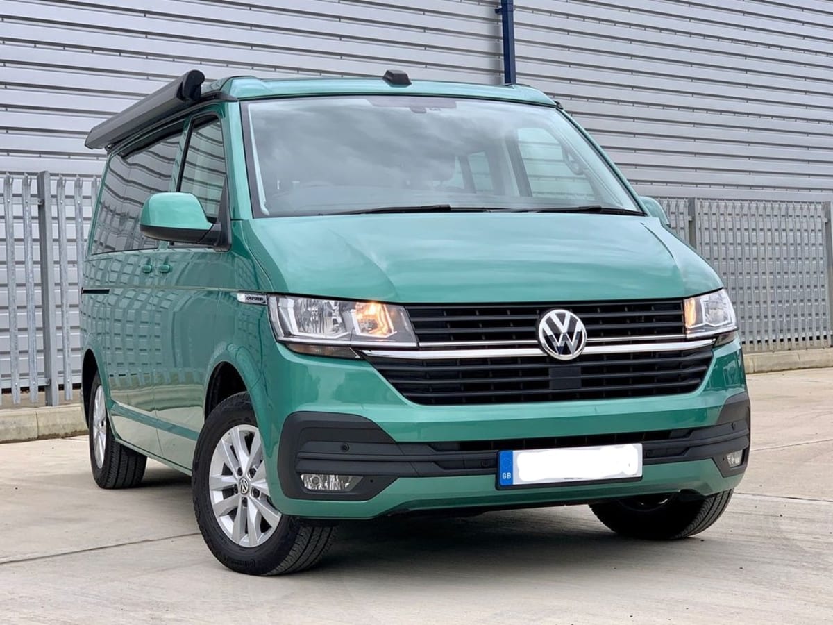 Khaya the Kamper VW California Coast 2021 Model Bay Leaf Green. from £110 p.d. Goboony
