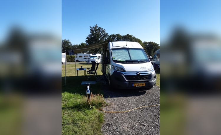 Fijne Pössl camperbus met comfortabel bed