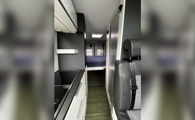 Camper autobus Fiat Adria 640 con ampio garage e letto basculante 