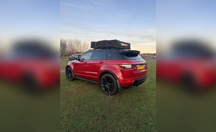 Dora the explorer  – Land Rover Evoque mit 2 Schlafplätzen und Zeltbox