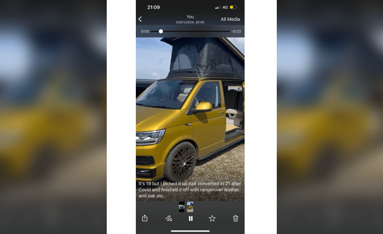 Goldbug – 4-persoons Volkswagen campervan uit 2019