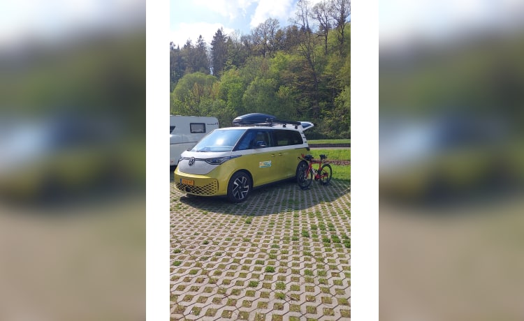 E-Camper – 4p VW ID.Buzz (lime/bianco, 2023) elettrico