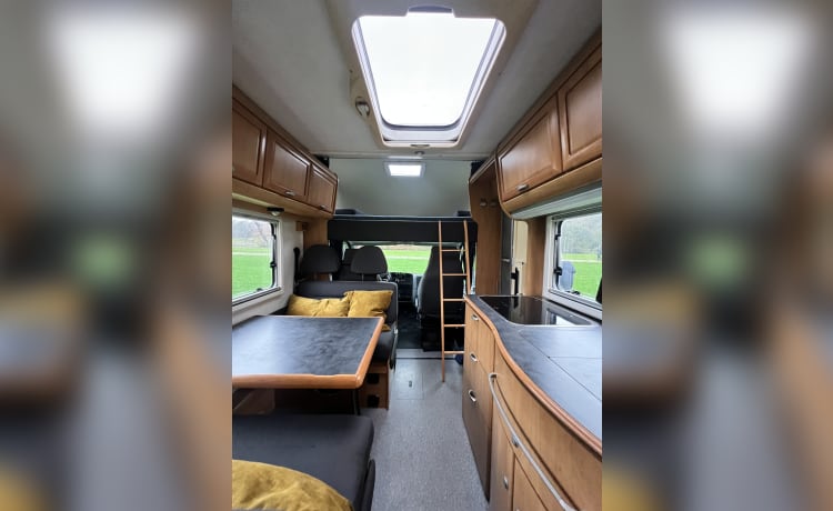 Happy Glamper – HYMER 644 CAMP, ALCOVE 6 PERSOONS XXL GARAGE,CRUISE CONTROL,ACHTER CAMERA