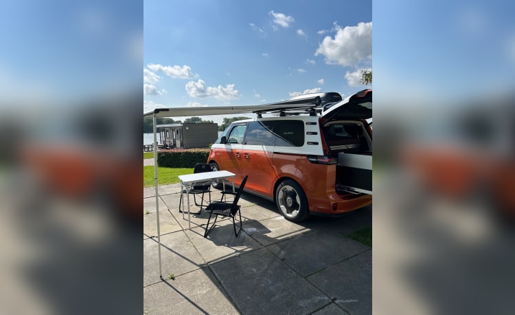E-Camper – 2-4p VW ID.Buzz (Oranje/wit, 2023) Elektrisch