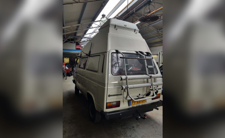 de witte bus – 2p Volkswagen campervan uit 1986