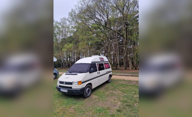 Jerry – 4-Bett VW T4 Hightop - eine großartige Option für Paare oder 4-köpfige Familien