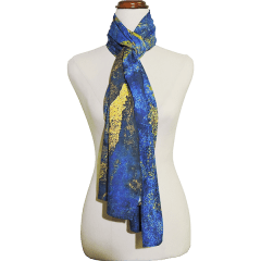 large scarf, art scarf, blue