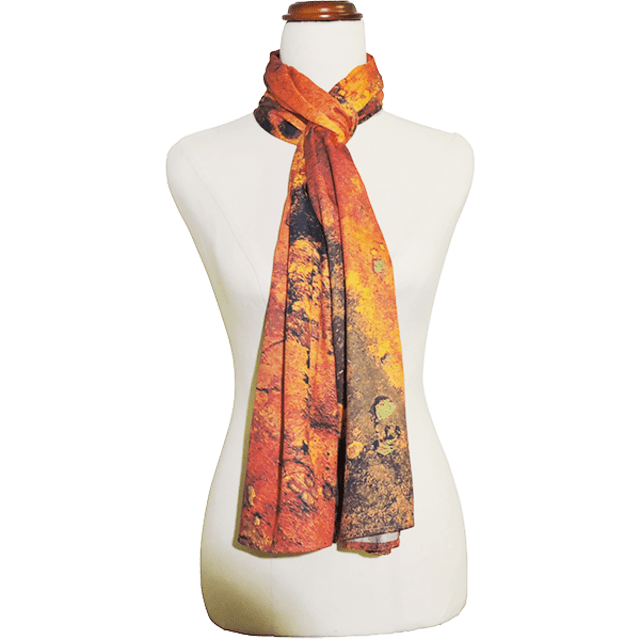 medium scarf, art scarf, orange