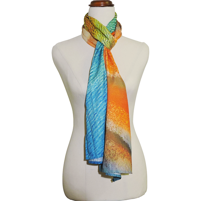 large scarf, art scarf, blue