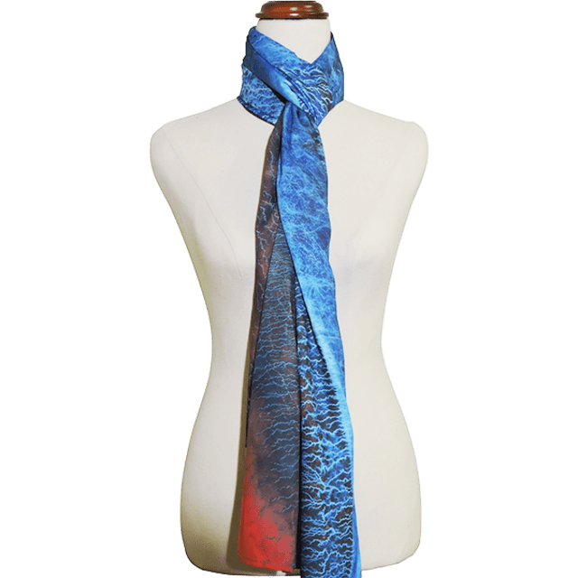 medium scarf, art scarf, blue