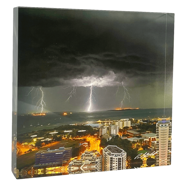 Acrylic Block, Triple Strike Lighting, Darwin