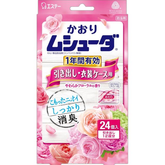 かおりムシューダ1年引き出し　やわらかフローラル　24個