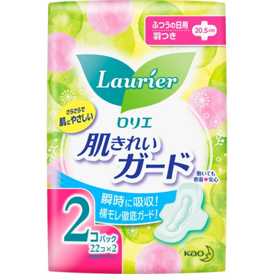 ロリエ 肌キレイガード ふつうの日用（羽つき 20.5cm）2コパック（22コ入×2）