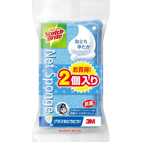 Scotch－brite（スコッチ・ブライト）泡立ちゆたかネット（ブルー）2個組
