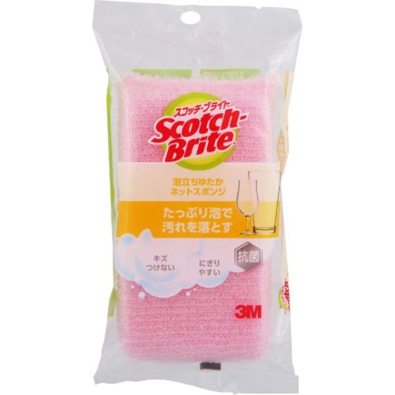 Scotch－brite（スコッチ・ブライト）泡立ちゆたかネットスポンジ ピンク 1個