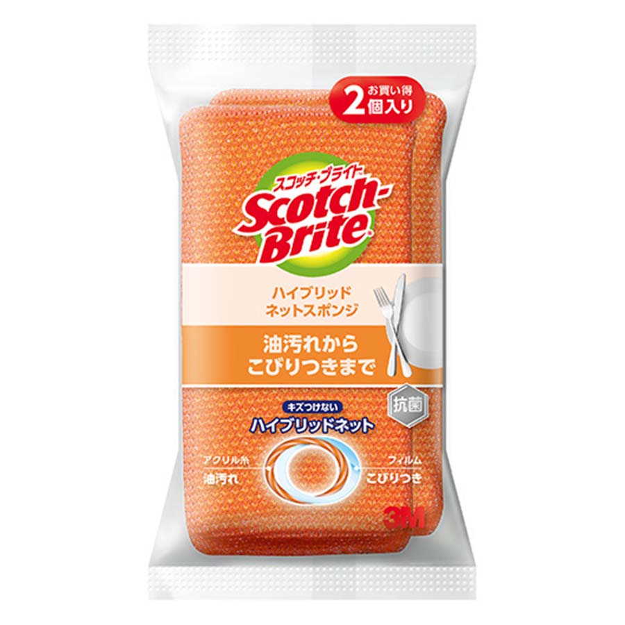 ３Ｍ　スコッチブライトハイブリットネットスポンジＯＲ　２個