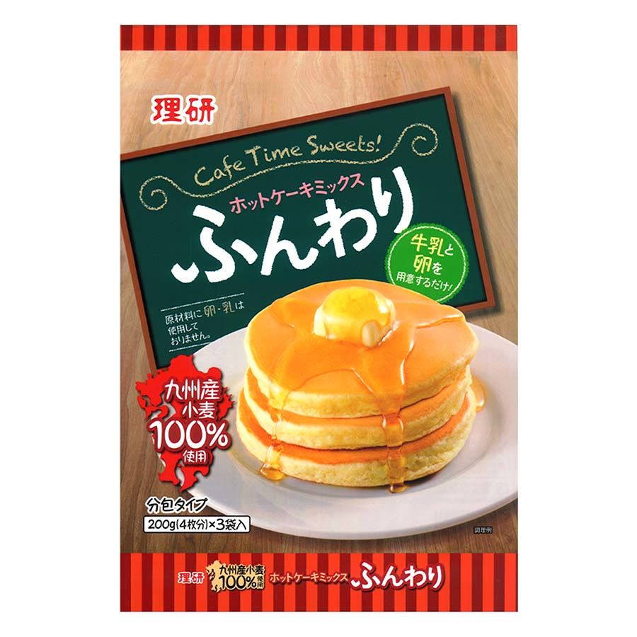 理研　ホットケーキミックス分包２００ｇ×３　九州産小麦１００％