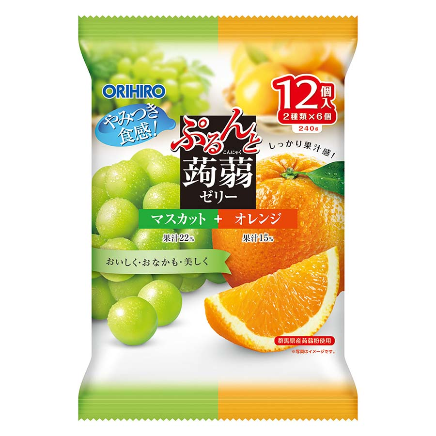 オリヒロ　ぷるんと蒟蒻ゼリー　マスカット＋オレンジ　１２個