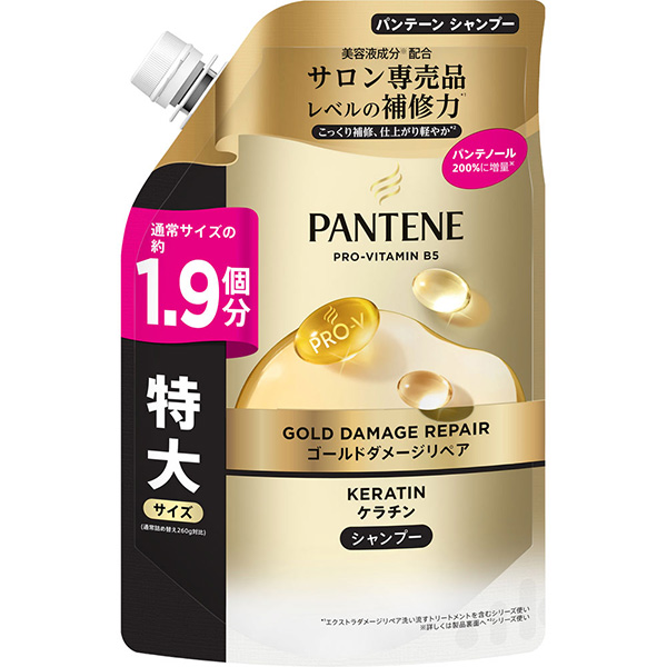 P＆G パンテーン ゴールドダメージリペア シャンプー つめかえ用 特大サイズ 500g