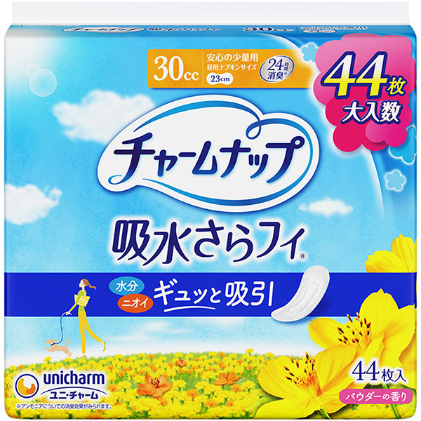 ﾕﾆ･ﾁｬｰﾑ ﾁｬｰﾑﾅｯﾌﾟ 吸水さらﾌｨ 安心の少量用 ﾊﾟｳﾀﾞｰの香り 44枚入