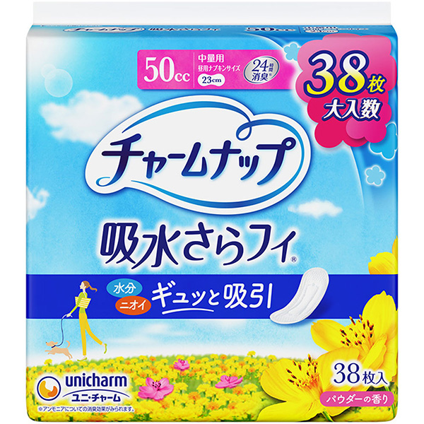 ユニ・チャーム チャームナップ 吸水さらフィ 中量用 パウダーの香り 38枚入