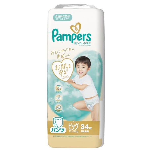【パンツ】P＆G パンパース はじめての肌へのいちばん 男女共用 ビッグサイズ 34枚