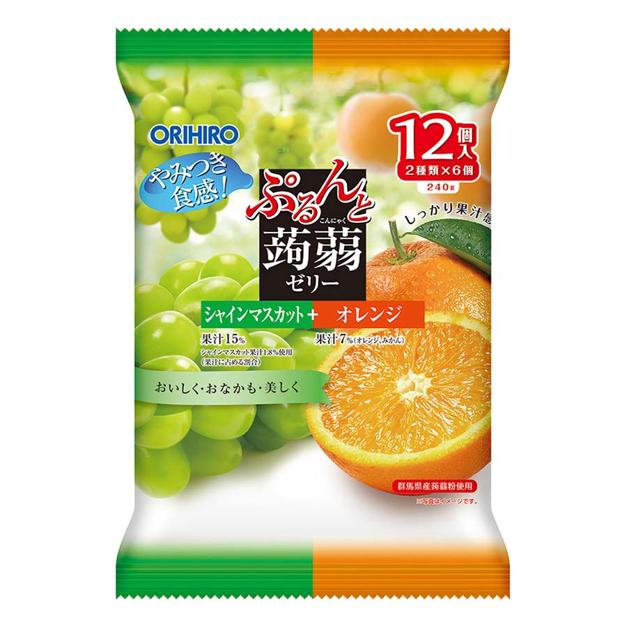 オリヒロぷるんと蒟蒻ゼリーシャインマスカット＋オレンジ１２個