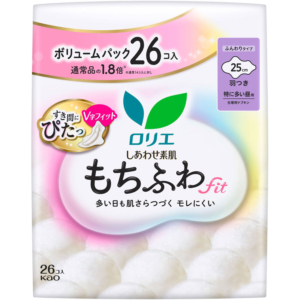 ロリエ　しあわせ素肌　もちふわｆｉｔ　ボリュームパック　特に多い昼用２５ｃｍ　羽つき　２６個