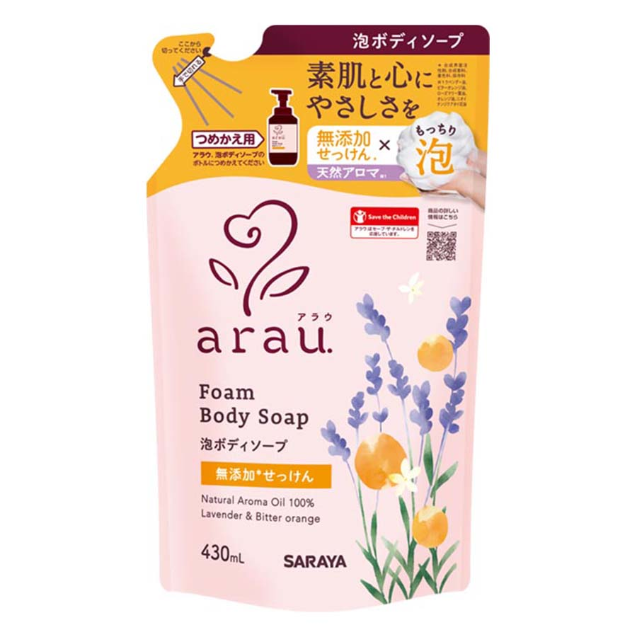 サラヤ　ａｒａｕ　泡ボディソープ　つめかえ用　４３０ｍｌ
