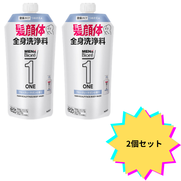 【２個セット】メンズビオレＯＮＥ全身洗浄料フルーティサボン詰替　３４０ｍｌ