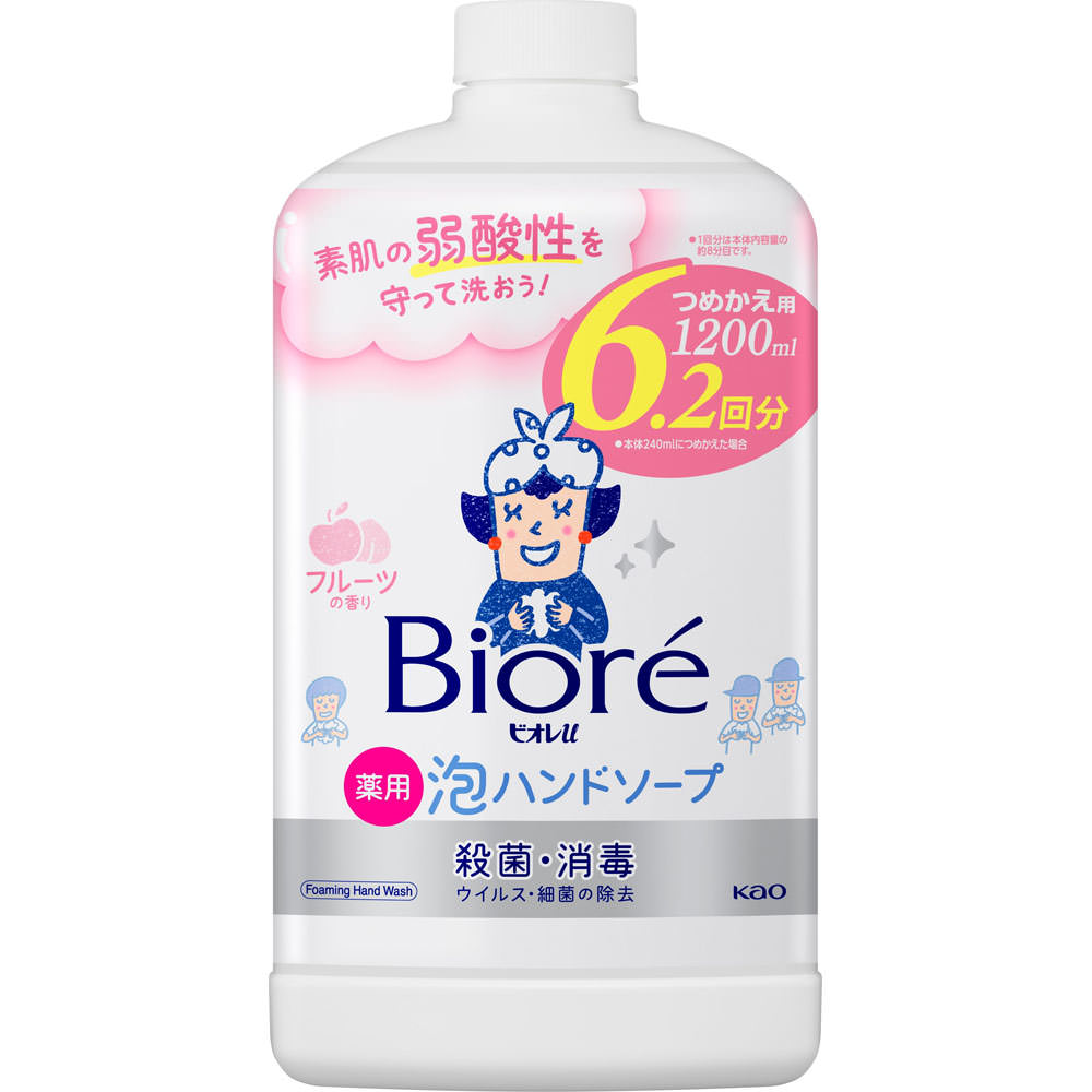 ビオレｕ泡ハンドソープ　フルーツの香りつめかえ用　１２００ｍｌ