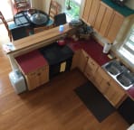 view of kitchen from loft