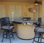 Built-in grill area with TV and stereo