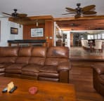 Living Room with Sub Zero commercial ice maker, beverage fridge and wine captain