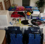 Tennis and badminton racquets as well as beach chairs