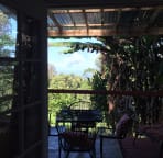 from from the inside of the deck/yard