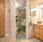 Vanity and sink separate from shower and lavatory