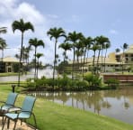View from the pool area, your condo is in the building on the left