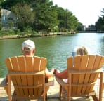 Romantic spot on Assateague's Spinnaker Vacation Home's private waterfront living area