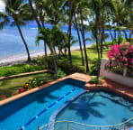 65 foot lap pool with wading pool for children and hot tub