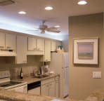 Kitchen at night - fully equipped and very well lighted