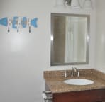 Guest Bathroom - full size shower/tub combo, granite counters