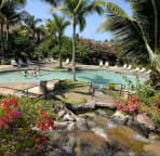Back of property pool with waterfall