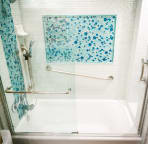 Guest Bath and Shower. Super deep soaking tub.