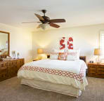 Upstairs bedroom with luxurious western King-sized bed and lots of storage space including two closets