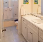 Bathroom shared with queen and kids bedrooms